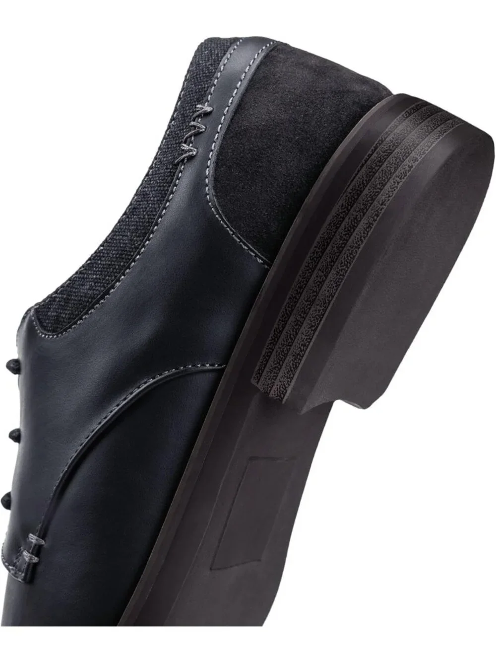 Men's Dark Black Faux Leather Casual Dress Shoes Retro Business Classic